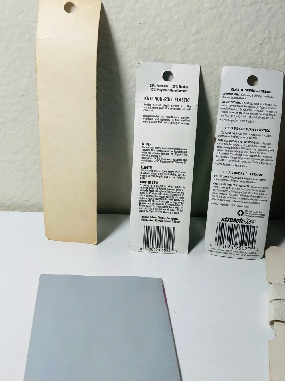 Vintage Sewing Elastic Assortment: Several New and Sealed